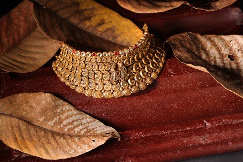 Handcrafted antique gold bridal necklace — Krishna Jewels, Kannur