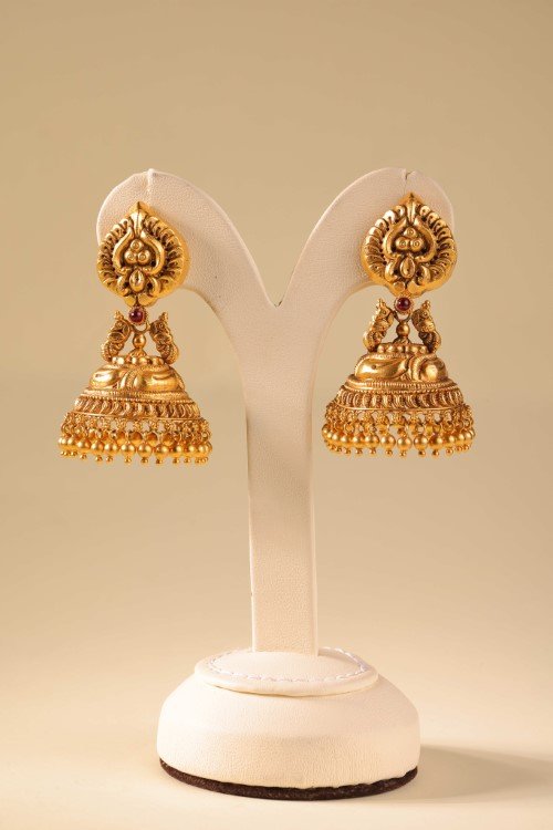Krishna Jewels — lightweight everyday gold jhumka earrings